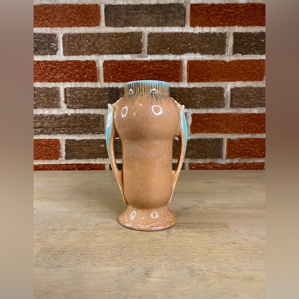 Vintage Pottery Vase Double Handles Roseville Orian 1930s‎ Ceramic Beautiful